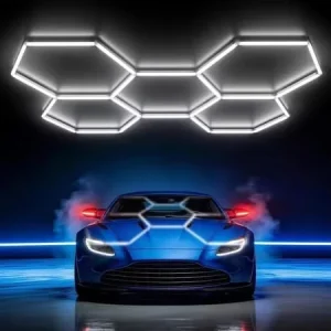 Factory Sell Hexagon LED Garage Light Honeycomb Ceiling Lighting Hexagonal Grid Light for Auto Detailing Workshop Car Wash Shop