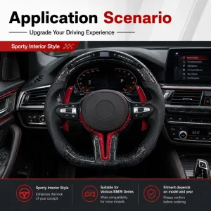 Factory Supply Custom Carbon Fiber Steering Wheel Sport Grip Leather Interior Upgrade Replacement Auto Parts Racing