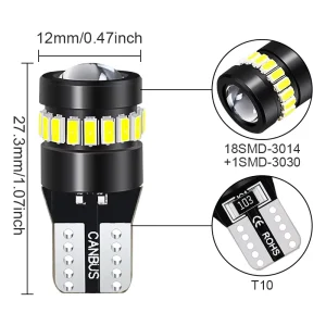 Factory T10 LED Car Bulb 3014 +18SMD High Brightness Decoder LED Position Light for Front Instrument Panel