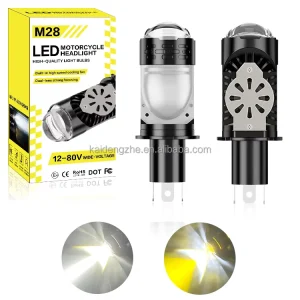 Fan Dissipation H4 Dual Lens Hi Lo Beam White Yellow Light Bulbs LED Projector Motorcycle Lighting Systems