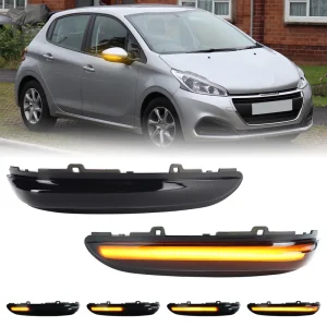 FetonAuto Factory 2PCS Dynamic Turn Signal Lamp LED Rearview Mirror Indicator Light for Peugeot 208 Citroen C3