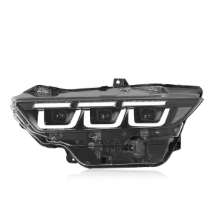 Fits for Ford Mustang Headlight Assembly Upgraded with LED Daytime Running Lights and Flowing Turn Signal Lenses