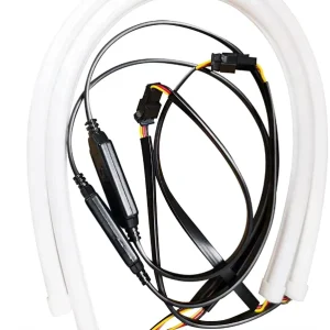 Flexible Car LED Strip Light 2 PCS 17.7in LED Headlight Strip Tube Light Daytime Running Light Bar White Amber