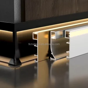 Floor Edge Lighting Trim LED Profile Aluminium Skirting Board with Led Light Grey Black Base Baseboard Skirting Board Lighting