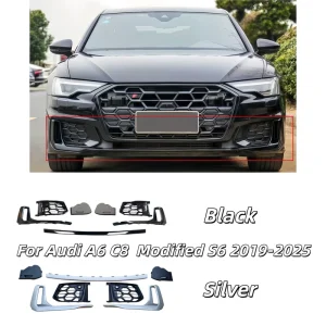 Foglight Frame for Audi A6 C8 Modified S6 Foglamp Cover Front Lower Spoiler Lower Diffuser Lip