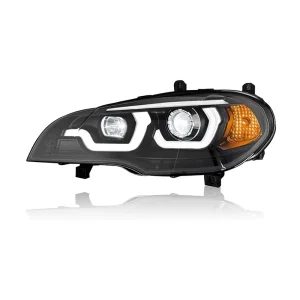 For 07 13 BMW X5 Headlight Assembly E70 Modified LED Daytime Running Lamp Xenon Bifocal Lens 12V 50W