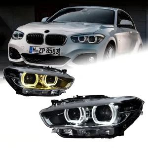 For 1 Series F20 12V Headlight Assembly Upgrade Dual Color Golden Eye LED Daytime Running Lights 35W 6800