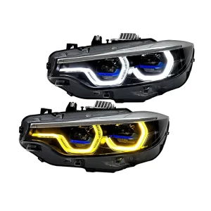 For 4 Series F32 F36 BMW F80 Dual Projector Bi Color LED Headlights Daytime Running Lights White Yellow 12V V2 Version