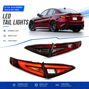 For Alfa Romeo Giulia Stelvio 16-23 Tail Light Assembly Upgrade New Style LED Sequential Turn Signal Brake Lamp Plug-and-Play