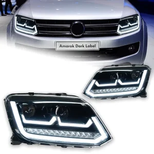 For Amarok 12V Headlight Assembly Modification LED Lens Headlights Flowing Turn Signals Daytime Running Lights