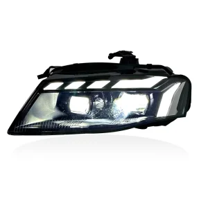 For Audi A4 B8 Modified Headlight Assembly RS Style Blue DRL Sequential Turn Signal
