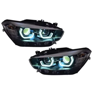 For BMW 1 Series F20 F21 Facelift Upgrade to M3 Competition Style Hexagonal DRL Bi LED Headlight Assembly