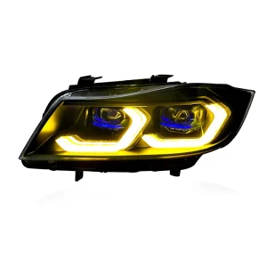 For BMW 3 Series E90 Switchback Dual-Color LED Headlights with Projector Lens Dynamic Sequential Turn Signal
