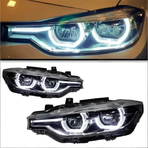 For BMW 3 Series F30 12V Headlight Assembly Modification LED Spoon Type Lens Lights with Flowing Turn Signals