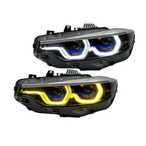For BMW 4 Series F32 F36 F80 Modified & Upgraded Spoon Angel Eye Daytime Running Light DRL Bi-Lens LED Headlight Assembly