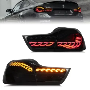 For BMW 4 Series Tail Light Assembly with Double Dragon Scales Red Turn Signals Brake Lights Modified F32 F36 12V