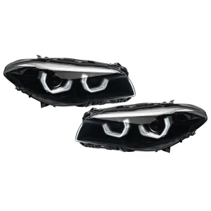For BMW 5 Series F10 F11 F18 Facelift Upgrade to G38 Style L Shape DRL Dual Beam Projector LED Headlight Assembly
