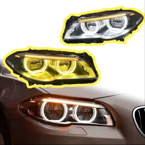 For BMW 5 Series F10 F18 Retrofit Upgrade LED Daytime Running Light DRL Angel Eye Bi-Projector Headlight Assembly