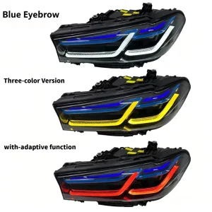 For BMW 5 Series G30 G38 LCI LED Headlight Assembly Triple Color DRL Yellow White Red Plug & Play Front Lamp Pair
