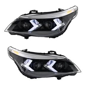 For BMW E60 5 Series Headlight Dual Projector Lens LED DRL Sequential Turn Signal Plug and Play Upgrade X5M Style