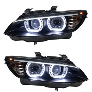 For BMW E92 E93 M3 Coupe Convertible DTM Style Crystal LED Angel Eyes Projector Facelift Car LED Headlight Assembly