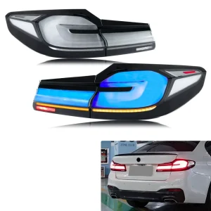 For BMW G30 F90 M5 5 Series LED Tail Lights Assembly Sequential Turn Signal 12V ABS Rear Lamps with Clear Red Lens