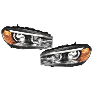 For BMW X5 X6 F15 F16 Facelift Upgrade to M3 Style Hexagonal DRL Bi LED Projector Lens LED Headlight Assembly