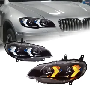 For BMW X6 E71 Headlight Upgrade with LED Laser DRL Headlights