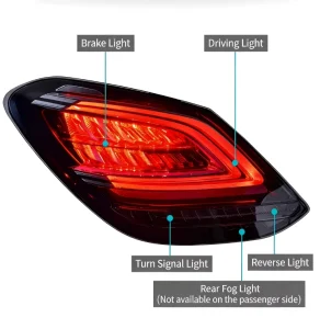 For C Class W205 Dynamic LED Taillight Assembly Sequential Turn Signal Red New C200 C260 Upgrade