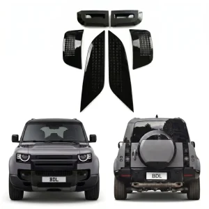 For Defender L663 Gloss Black Body Kit Bumper Including Tail Lights Hood Vents Fog Lamp Bezels Fender Vents