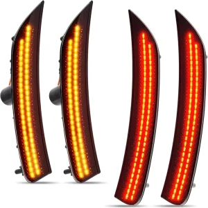 For Dodge Charger Front Rear Bumper LED Side Marker Lights Smoked Tail Turn Signal Light