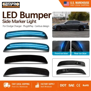 For Dodge Charger Ice Blue LED Front Rear Bumper Side Marker Light Turn Signal Lamp US Warehouse