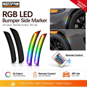 For Dodge Charger RGB Front Rear LED Side Marker Light Sequential Turn Signal Smoked Lens US Warehouse