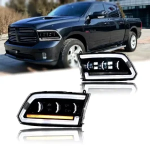 For Dodge Ram 1500 2500 3500 LED Headlight Assembly Modified Sequential Turn Signal DRL Projector Headlamp Front Lamp