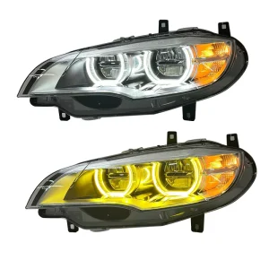 For E71 X6 Headlamp Assembly Retrofit Upgrade Old to New LED Headlamp Daytime Running Light 12V 6000K