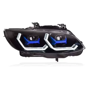 For E92 E93 M3 LED Projector Headlight DRL Sequential Turn Signal High Low Beam 12V 5500K 6500 Lumens Modified Car