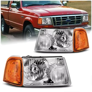 For Ford Ranger Car Front Headlight with Corner Lights Turn Signal Head Lamps Amber Reflector Head Light Assembly
