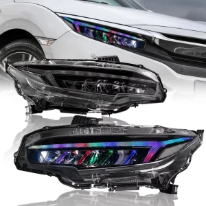 For HONDA CIVIC LED Headlight Assembly Car Replacement Headlamp Factory Supply Auto Parts A Pair(Colorful)