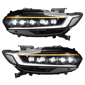 For Honda Accord Full LED Headlight 5 Lens Bi-LED Projector Sequential Turn Signal DRL Plug and Play Assembly
