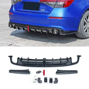 For Honda Civic 11th Gen Sport Rear Diffuser Bumper Lip Body Kit with LED Pilot Brake Light Auto Exterior Accessories