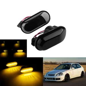 For Honda S2000 Prelude CRX Civic Accord Fit Dynamic Side Turn Signal Light Car LED Side Indicator Marker Smoke Clear Lens