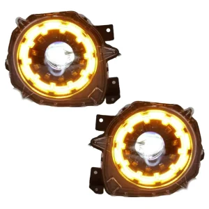 For Jimny JB64 JB74 4×4 Off Road LED Dual Beam Projector Headlight Assembly FJ Cruiser Style With DRL Front Lamp Pair