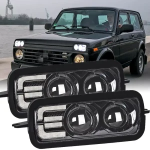 For Lada Niva 4×4 LED Daytime Running Lights LED Turn Signal Car Styling Accessories Front Fog Lamp Turning Lamp With DRL