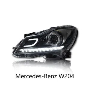 For Mercedes Benz C Class W204 LED Headlight Assembly Laser Projector Lens DRL Sequential Turn Signal Plug and Play