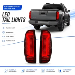 For Nissan Navara D40 Tail Light Assembly Upgrade LED Sequential Turn Signal Brake Running Reverse Lamp Plug and Play