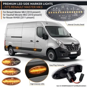 For Renault Master Mk3 NV400 2pcs LED Dynamic Side Marker Signal Light Sequential Blinker Tuning Indicators Lamp
