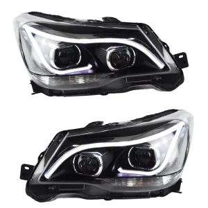 For Subaru Forester Facelift Upgrade High Configuration C Shape LED DRL Bi LED Projector Lens Headlight Assembly