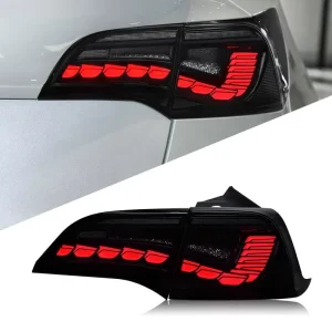 For Tesla Model 3 Model Y Car LED Tail Light Assembly Modified Dragon Scale LED Driving Light Sequential Turn Signal Rear Lamp