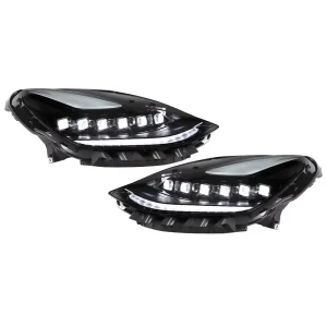 For Tesla Model 3 Model Y Matrix LED Headlights Assembly 6 Lens Sequential Signal Animation Front Lamp