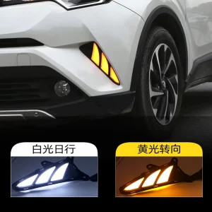 For Toyota C-HR CHR Yellow Turn Signal Car DRL LED Daytime Running Light Daylight Fog Lamp